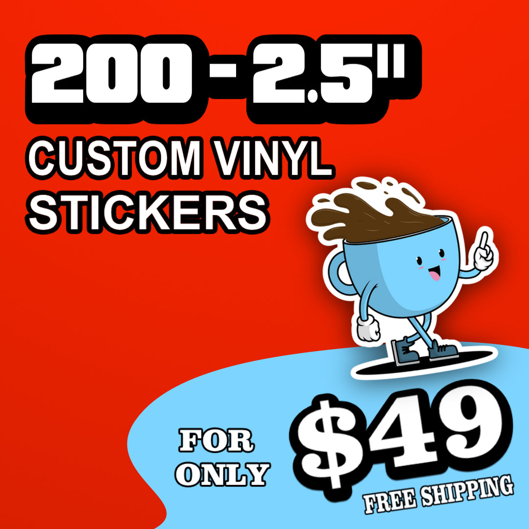 Two Time Sticker 200 Custom 2.5 Inch Laminated Stickers $49 | FREE Shipping ...