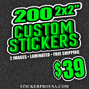 200 - 2x2" Custom Laminated Vinyl Stickers